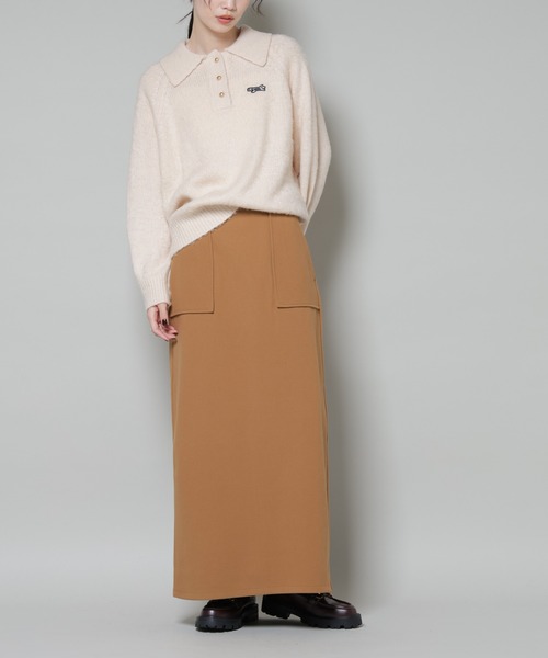 セール】ソフトメルトンジャージーナローロングスカート(セットアップ