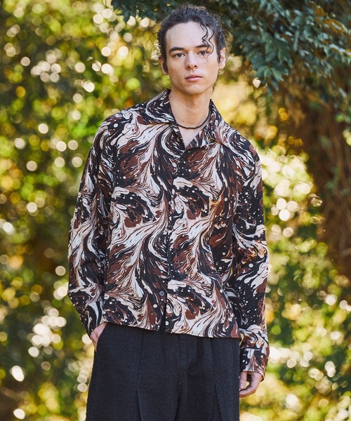 CASPER JOHN（キャスパージョン）の「Retro pattern shirts/レトロパターンシャツ（シャツ/ブラウス・メンズ・オレンジ/ネイビー/グレー/チャコールグレー/ワイン/ブラック/ベージュ/ダークブラウン/ブラウン/ホワイト・X-SMALL/LARGE/MEDIUM/SMALL）」の5枚目の写真