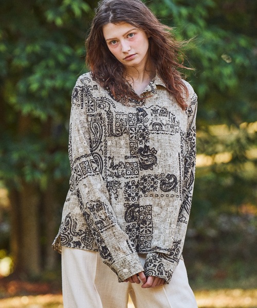 CASPER JOHN（キャスパージョン）の「Retro pattern shirts/レトロパターンシャツ（シャツ/ブラウス・メンズ・オレンジ/ネイビー/グレー/チャコールグレー/ワイン/ブラック/ベージュ/ダークブラウン/ブラウン/ホワイト・X-SMALL/LARGE/MEDIUM/SMALL）」の7枚目の写真