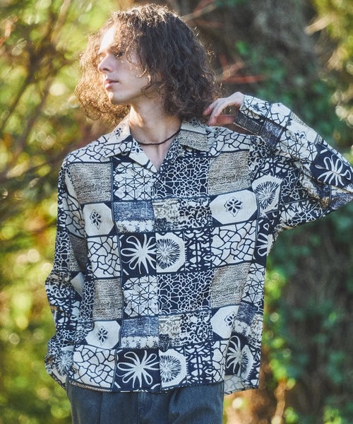CASPER JOHN（キャスパージョン）の「Retro pattern shirts/レトロパターンシャツ（シャツ/ブラウス・メンズ・オレンジ/ネイビー/グレー/チャコールグレー/ワイン/ブラック/ベージュ/ダークブラウン/ブラウン/ホワイト・X-SMALL/LARGE/MEDIUM/SMALL）」の8枚目の写真