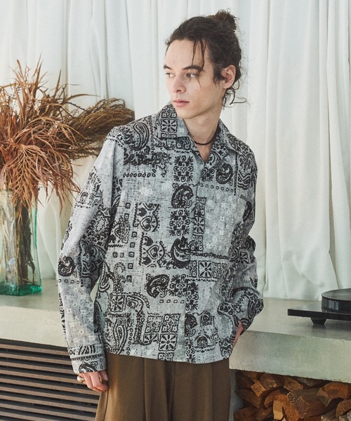CASPER JOHN（キャスパージョン）の「Retro pattern shirts/レトロパターンシャツ（シャツ/ブラウス・メンズ・オレンジ/ネイビー/グレー/チャコールグレー/ワイン/ブラック/ベージュ/ダークブラウン/ブラウン/ホワイト・X-SMALL/LARGE/MEDIUM/SMALL）」の4枚目の写真