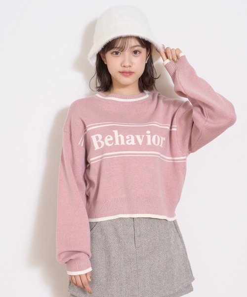 とと　Cニット　ピンク ロゴジャガードモチモチニット（ニット/セーター）｜LOVETOXIC