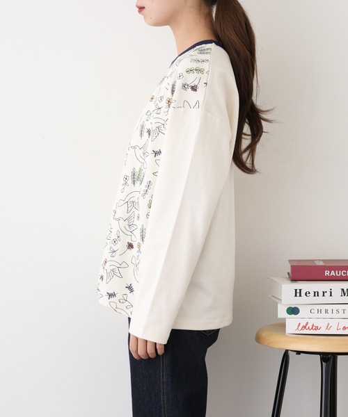 Emago（イマゴ）の「EMAGO 北欧ﾊﾞｰﾄﾞ刺繍ﾌﾟﾙｵｰﾊﾞｰ 長袖（Tシャツ/カットソー・レディース・アイボリー/ブラック/ブラウン・FREE）」の14枚目の写真