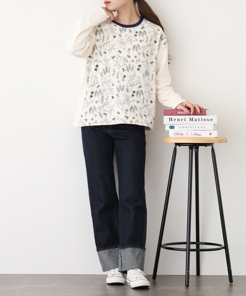Emago（イマゴ）の「EMAGO 北欧ﾊﾞｰﾄﾞ刺繍ﾌﾟﾙｵｰﾊﾞｰ 長袖（Tシャツ/カットソー・レディース・アイボリー/ブラック/ブラウン・FREE）」の8枚目の写真