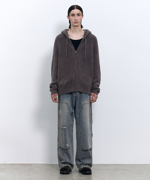 INSILENCE(インサイロンス)の「コージーソフトフードジップアップニットASHBROWN(ニット/セーター・レディース・その他・SMALL/MEDIUM/LARGE)」の2枚目の写真