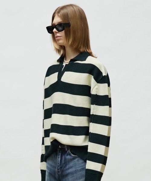 LMOOD(エルムード)の「プレッピーストライププルオーバーニットディープグリーン(ニット/セーター・メンズ・その他・44/46/48)」の3枚目の写真
