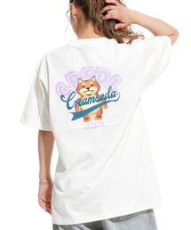 スタックアップパク 半袖Tシャツ アイボリー パープル