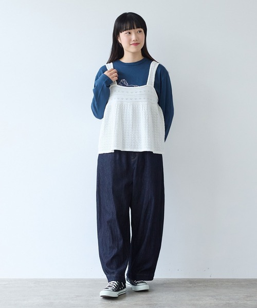 bulle de savon(ビュルデサボン)の「透かし柄 キャミビスチェ(ニット/セーター・レディース・ホワイト/レッド・FREE)」の9枚目の写真