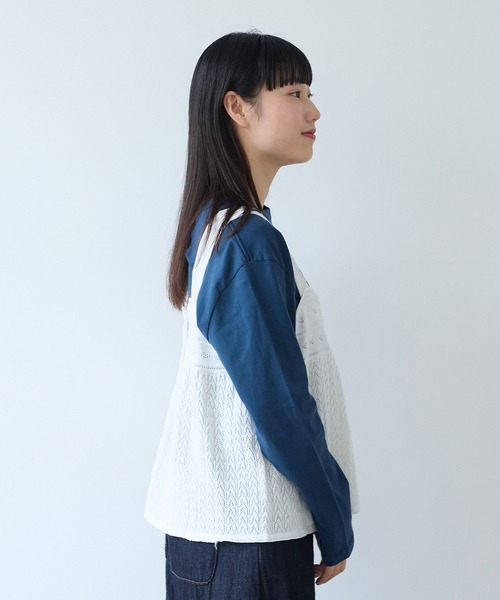 bulle de savon(ビュルデサボン)の「透かし柄 キャミビスチェ(ニット/セーター・レディース・ホワイト/レッド・FREE)」の14枚目の写真