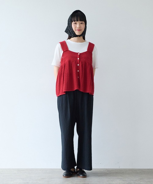 bulle de savon(ビュルデサボン)の「透かし柄 キャミビスチェ(ニット/セーター・レディース・ホワイト/レッド・FREE)」の18枚目の写真