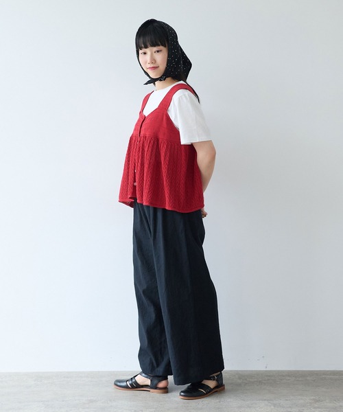 bulle de savon(ビュルデサボン)の「透かし柄 キャミビスチェ(ニット/セーター・レディース・ホワイト/レッド・FREE)」の20枚目の写真