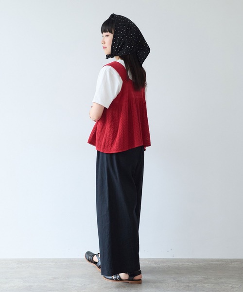 bulle de savon(ビュルデサボン)の「透かし柄 キャミビスチェ(ニット/セーター・レディース・ホワイト/レッド・FREE)」の21枚目の写真