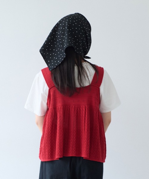 bulle de savon(ビュルデサボン)の「透かし柄 キャミビスチェ(ニット/セーター・レディース・ホワイト/レッド・FREE)」の22枚目の写真