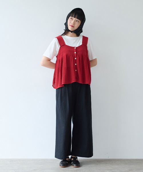 bulle de savon（ビュルデサボン）の「透かし柄　キャミビスチェ（ニット/セーター・レディース・ホワイト/レッド/ネイビー・FREE）」の21枚目の写真