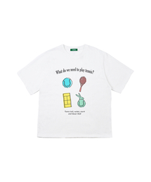 CLEVER FIELD（クレバーフィールド）の「プレイテニスグラフィックオーバーサイズTシャツ[ホワイト]（Tシャツ/カットソー）」