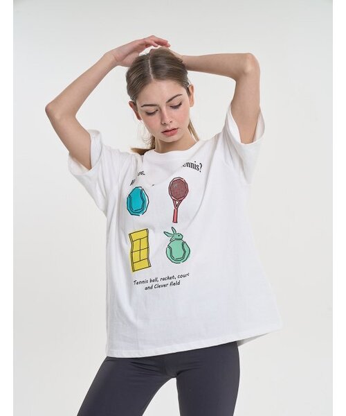 CLEVER FIELD（クレバーフィールド）の「プレイテニスグラフィックオーバーサイズTシャツ[ホワイト]（Tシャツ/カットソー・メンズ・その他・LARGE/X-LARGE）」の2枚目の写真