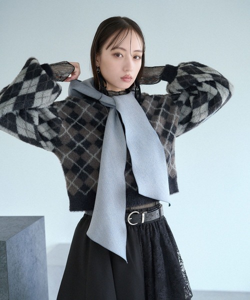 HARE（ハレ）の「フードマフラーツキミドルコート(HARE)（ノーカラーコート・レディース・ブラック/ブルー・FREE）」の20枚目の写真