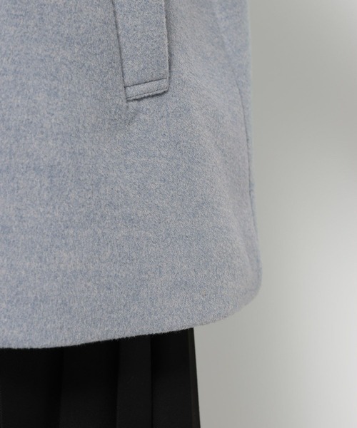 HARE（ハレ）の「フードマフラーツキミドルコート(HARE)（ノーカラーコート・レディース・ブラック/ブルー・FREE）」の10枚目の写真