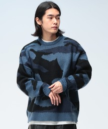 SAKAZEN | Cathy's Closet (キャシーズ クロセット) 起毛 カモフラージュ クルーネック オーバー ニット セーター 42706009(ニット/セーター)