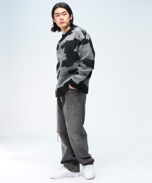 SAKAZEN（サカゼン）の「Cathy's Closet (キャシーズ クロセット) 起毛 カモフラージュ クルーネック オーバー ニット セーター 42706009（ニット/セーター・メンズ・ブルー/ブラック/ホワイト・L/M）」の15枚目の写真