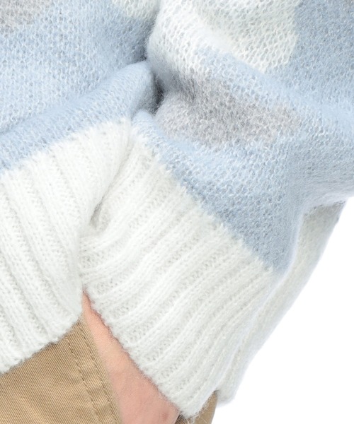 SAKAZEN（サカゼン）の「Cathy's Closet (キャシーズ クロセット) 起毛 カモフラージュ クルーネック オーバー ニット セーター 42706009（ニット/セーター・メンズ・ブルー/ブラック/ホワイト・L/M）」の7枚目の写真