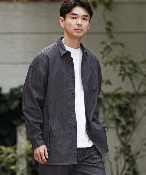 CALL&RESPONSE(コールアンドレスポンス)の「mj11304- シャツジャケット-ストレッチデニム(261-1101-04)(デニムジャケット・メンズ・インディゴブルー/ブラック・5/4/2)」の2枚目の写真