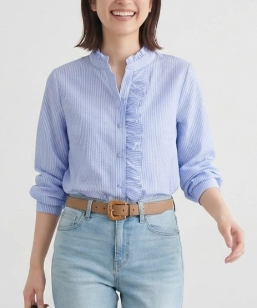 cammie(キャミー)の「胸フリルブラウス(シャツ/ブラウス・レディース・サックスブルー/グレー・M/L)」の9枚目の写真