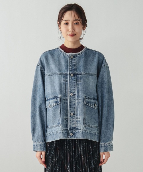 GLOBAL WORK(グローバルワーク)の「GOODデニムノーカラージャケット/601266(デニムジャケット・レディース・ライトブルー/ブルー・MEDIUM/LARGE)」の12枚目の写真