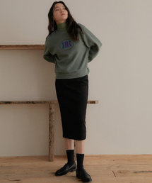 SUEDE BACK SLIT SKIRT BLACK