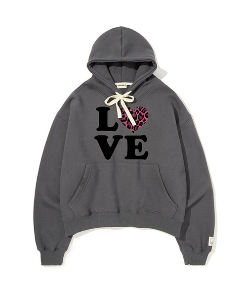 KATRINA K(カトリーナケイ)の「ラブピンクレオパードクロップフードTシャツ-4color(パーカー・レディース・ブラック/その他2/その他3/オートミール/チャコール・FREE)」の3枚目の写真