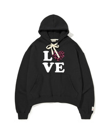 ラブピンクレオパードクロップフードTシャツ-4color