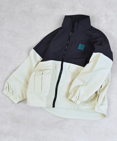 ナイロンビッグポケットバイカラージャケット/セットアップ可