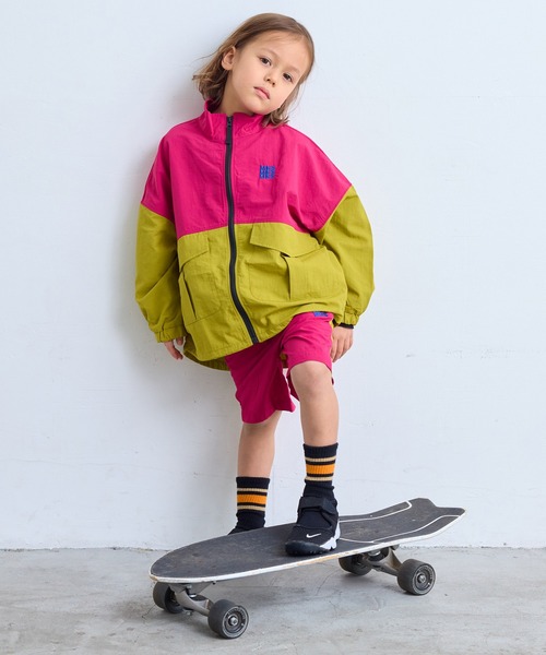 ナイロンビッグポケットバイカラージャケット/セットアップ可