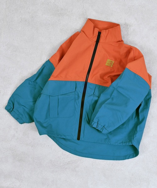 ナイロンビッグポケットバイカラージャケット/セットアップ可