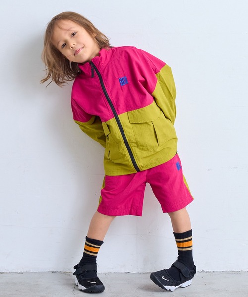 ナイロンビッグポケットバイカラージャケット/セットアップ可