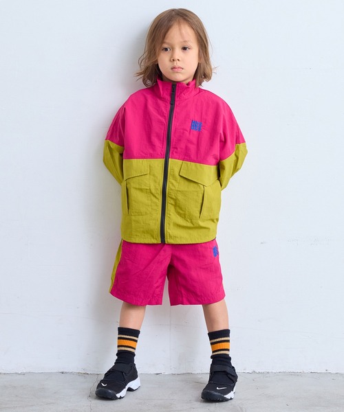 ナイロンビッグポケットバイカラージャケット/セットアップ可