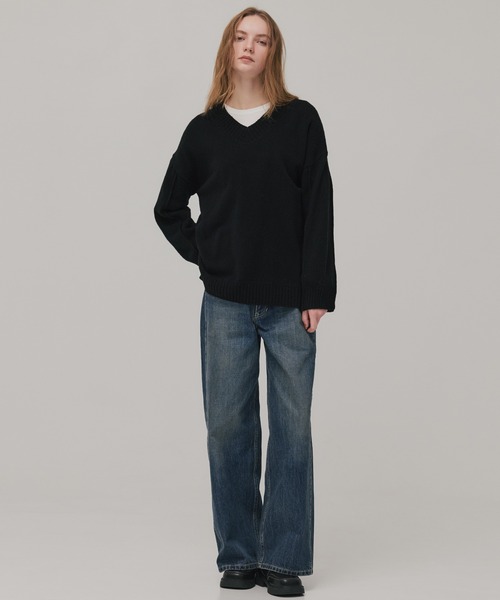 PUBLIC TOKYO（パブリックトウキョウ）の「ラムウールVネックニット（ニット/セーター・レディース・ベージュ/ブラック/オレンジ・FREE）」の20枚目の写真