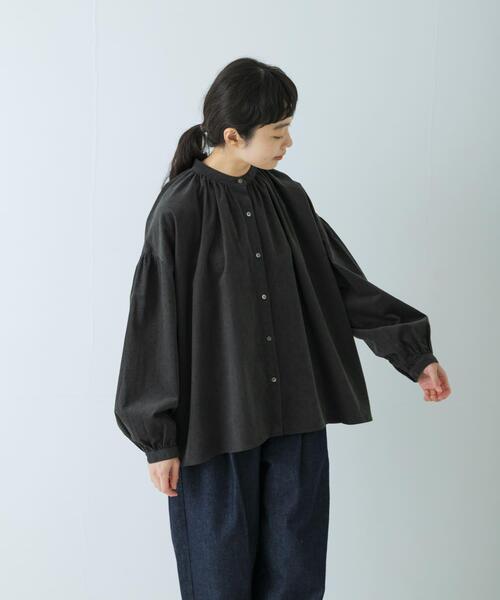 かぐれ（カグレ）の「ドットコーデュロイブラウス（シャツ/ブラウス・レディース・ブラック/チャコールグレー・FREE）」の4枚目の写真