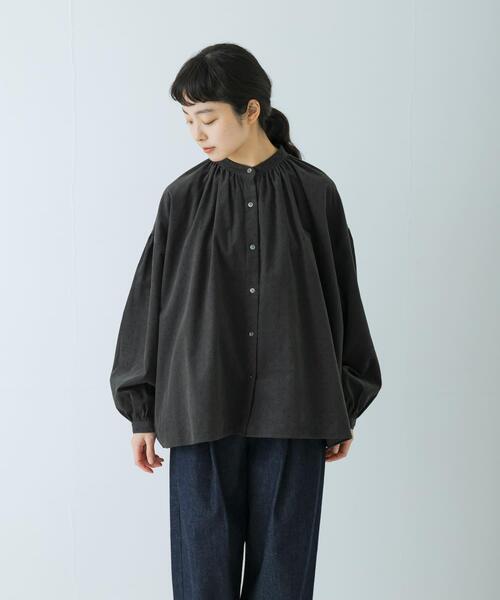 かぐれ（カグレ）の「ドットコーデュロイブラウス（シャツ/ブラウス・レディース・ブラック/チャコールグレー・FREE）」の9枚目の写真