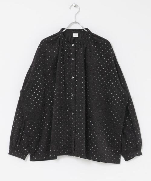 かぐれ（カグレ）の「ドットコーデュロイブラウス（シャツ/ブラウス・レディース・ブラック/チャコールグレー・FREE）」の4枚目の写真