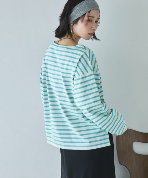 Doux archives（ドゥアルシーヴ）の「バスクボーダーロンTee（Tシャツ/カットソー・レディース・ネイビー/ピンク/サックスブルー・FREE）」の19枚目の写真