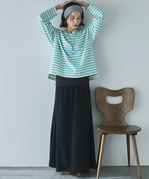 Doux archives（ドゥアルシーヴ）の「バスクボーダーロンTee（Tシャツ/カットソー・レディース・ネイビー/ピンク/サックスブルー・FREE）」の5枚目の写真