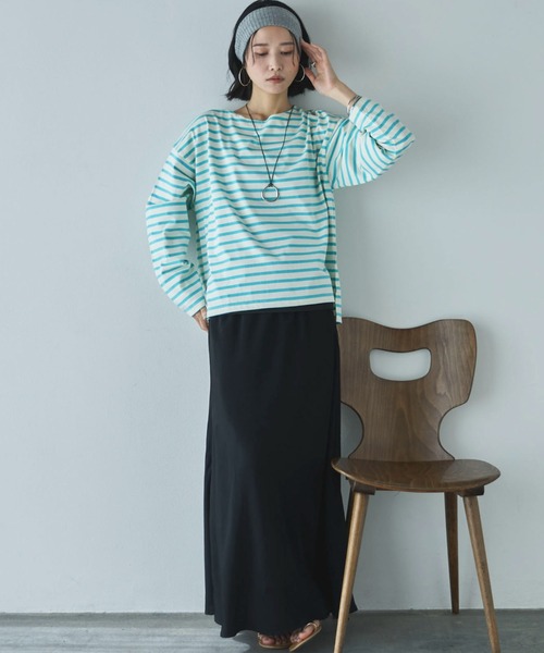 Doux archives（ドゥアルシーヴ）の「バスクボーダーロンTee（Tシャツ/カットソー・レディース・ネイビー/ピンク/サックスブルー・FREE）」の6枚目の写真