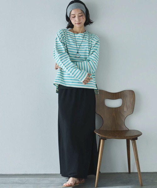 Doux archives（ドゥアルシーヴ）の「バスクボーダーロンTee（Tシャツ/カットソー・レディース・ネイビー/ピンク/サックスブルー・FREE）」の8枚目の写真