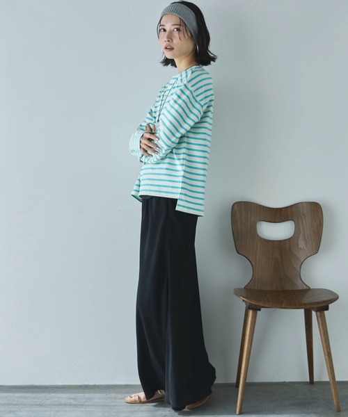 Doux archives（ドゥアルシーヴ）の「バスクボーダーロンTee（Tシャツ/カットソー・レディース・ネイビー/ピンク/サックスブルー・FREE）」の12枚目の写真