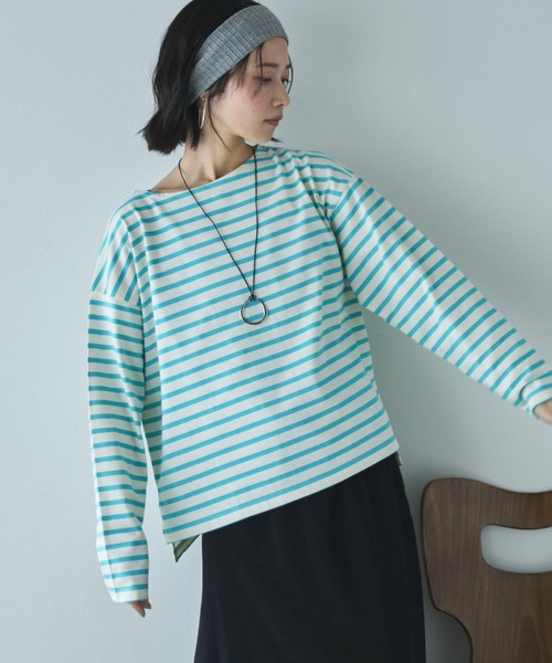 Doux archives（ドゥアルシーヴ）の「バスクボーダーロンTee（Tシャツ/カットソー・レディース・ネイビー/ピンク/サックスブルー・FREE）」の16枚目の写真