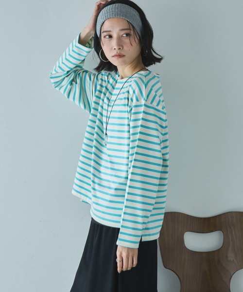 Doux archives（ドゥアルシーヴ）の「バスクボーダーロンTee（Tシャツ/カットソー・レディース・ネイビー/ピンク/サックスブルー・FREE）」の18枚目の写真