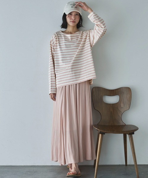 Doux archives（ドゥアルシーヴ）の「バスクボーダーロンTee（Tシャツ/カットソー・レディース・ネイビー/ピンク/サックスブルー・FREE）」の20枚目の写真