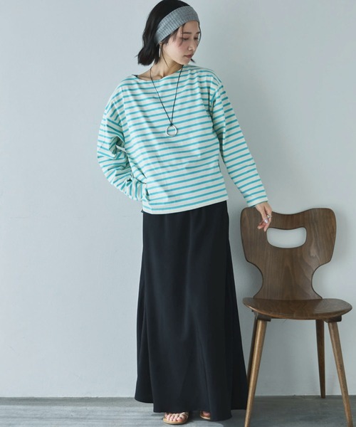 Doux archives（ドゥアルシーヴ）の「バスクボーダーロンTee（Tシャツ/カットソー・レディース・ネイビー/ピンク/サックスブルー・FREE）」の9枚目の写真