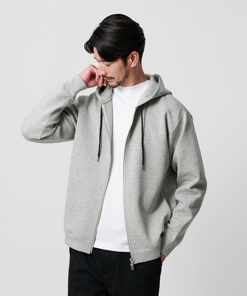 BEAUTY&YOUTH UNITED ARROWS（ビューティーアンドユースユナイテッドアローズ）の「【WEB限定 WARDROBE SMART】ダブルニット ジップパーカー/セットアップ対応【抗菌・防臭】（パーカー・メンズ・ダークグレー/ブラック/オリーブ/グレー・S/M/L/XL）」の2枚目の写真